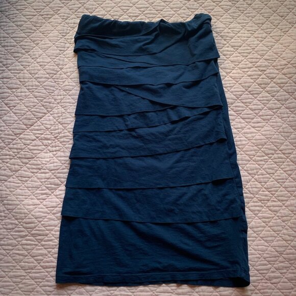 Velvet by Graham & Spencer - Dark Navy Strapless Tube  Ruched Dress – Size M - Picture 3 of 10